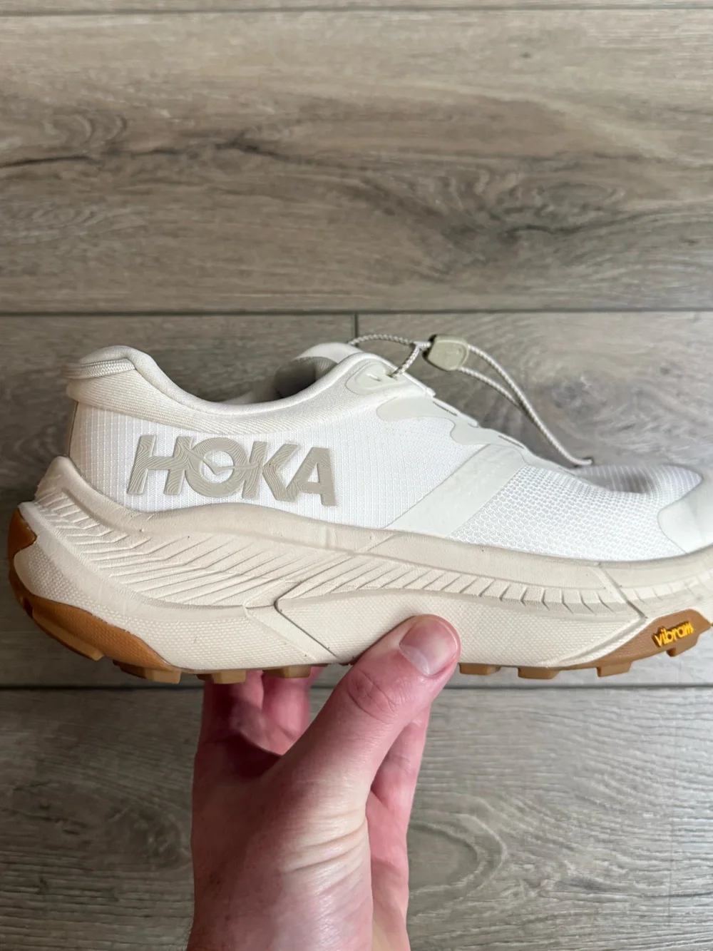 Hoka Transport Eggnog Womens 8.5 Walking Hiking Shoe Cordura Vibram 1123154 EEGG